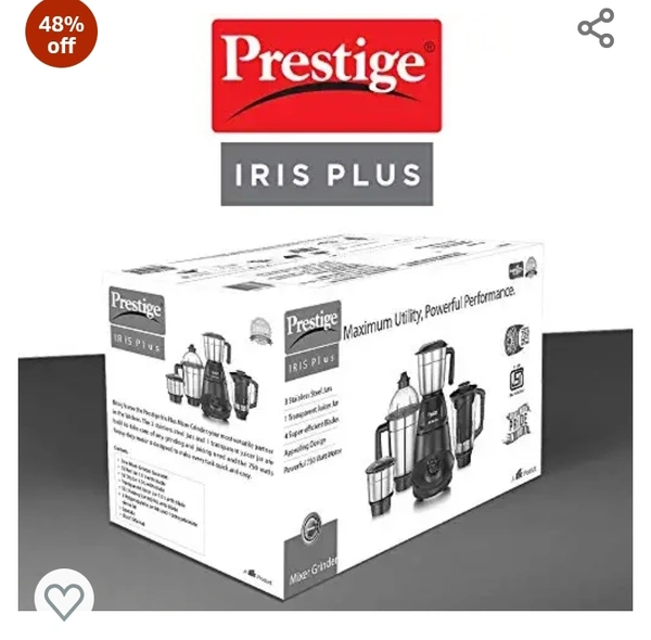 Prestige IRIS Plus 750 watt mixer grinder48%off
