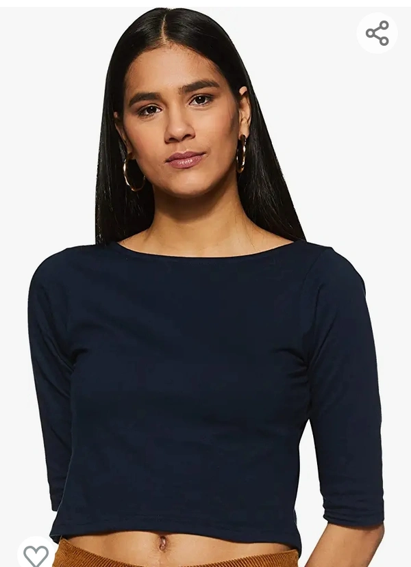 313Miss Chase Women's Green Half Sleeves Boat Neck With Scoob Back Button Deatiling Solid Crop Top - M. L. XL. XXL