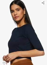 313Miss Chase Women's Green Half Sleeves Boat Neck With Scoob Back Button Deatiling Solid Crop Top - M. L. XL. XXL