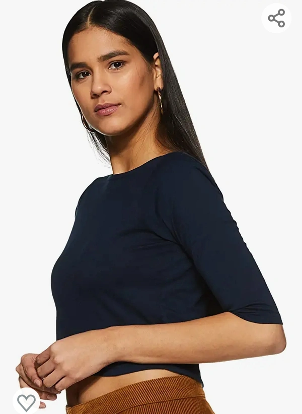 313Miss Chase Women's Green Half Sleeves Boat Neck With Scoob Back Button Deatiling Solid Crop Top - M. L. XL. XXL