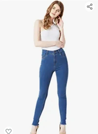 171Miss Chase Women's Blue Skinny High Rise Cropped Length Fringed Detailing Stretchable Denim Jeans - M. L. XL. XXL