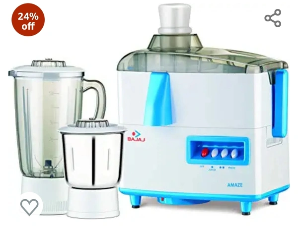Bajaj 410168 450W Juicer Mixer Grinder, White24%off
