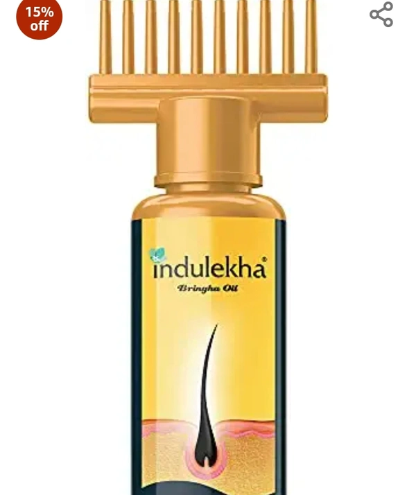 Indulekha Bringha Ayurvedic Hair Oil 50 ml, Hair Fall Control and Hair Growth with Bringharaj & Coconut Oil - Comb Applicator Bottle for Men & Women15%off