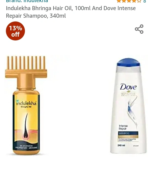 Indulekha Bhringa Hair Oil, 100ml And Dove Intense Repair Shampoo, 340ml13%off