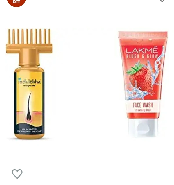 Indulekha Bhringa Hair Oil, 100ml And Lakme Blush & Glow Gel Face Wash, Strawberry Blast, 100g22%off