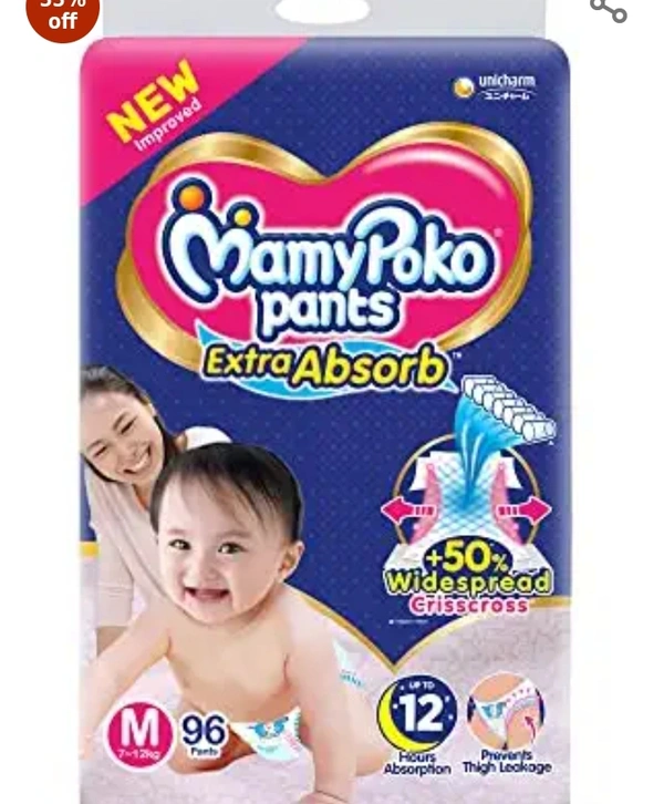 Mamypocko MamyPoko Pants Extra Absorb Diaper - Medium Size, Pack of  96 Diapers (M-96) for Kids