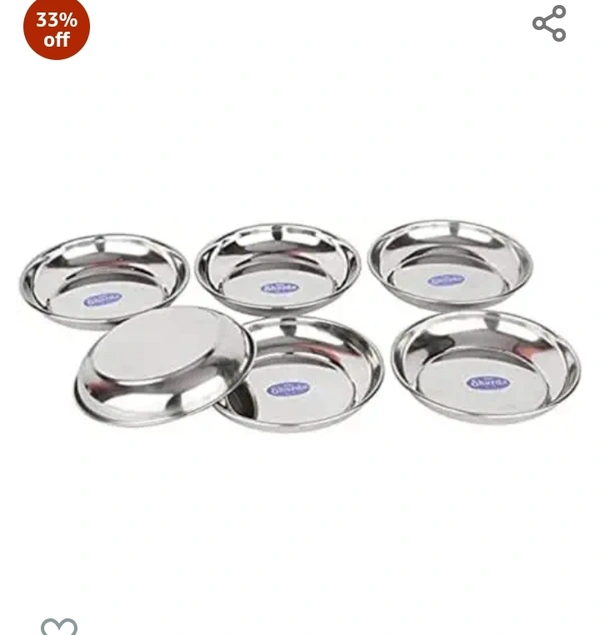 Sharda Meet Sharda Metals Stainless Steel Set of 24 Side Serving Fruit Dessert Plates.
