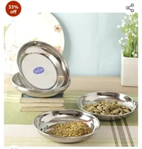 Sharda Meet Sharda Metals Stainless Steel Set of 24 Side Serving Fruit Dessert Plates.