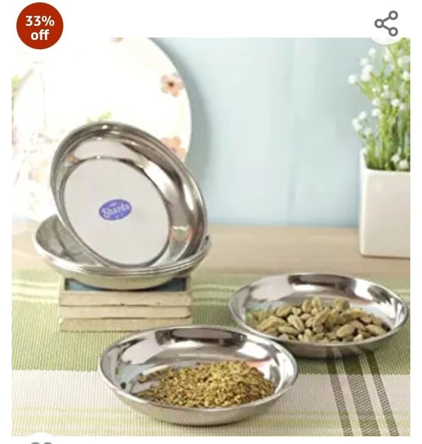 Sharda Meet Sharda Metals Stainless Steel Set of 24 Side Serving Fruit Dessert Plates.