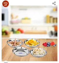 Sharda Meet Sharda Metals Stainless Steel Set of 24 Side Serving Fruit Dessert Plates.