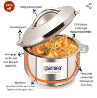 Warmeo WARMEO Stainless Steel Solid Casserole - 1000 ml, 1500 ml, 2500 ml, Set of 3, Silver