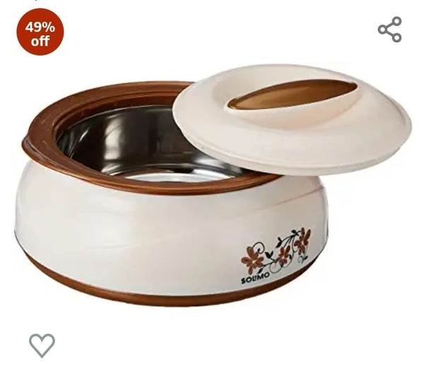 Amazon Basics  Amazon Brand - Solimo Chemical-Free Plastic and Stainless Steel Casserole (Brown Silver, 450/900/1450 ml) -Set of 3