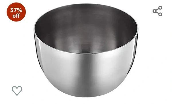 Amazon Brand - Solimo Sparkle Stainless Steel Bowl/Wati Set (6 pieces, 8cm dia), Silver
