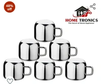 Apple Tea Cup Hometronics Pack of 6 Stainless Steel Double Wall Premium Steel Apple Tea & Coffee Cups,Set of 6, (100 Ml Each)