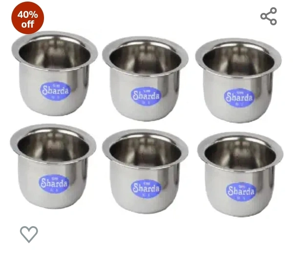 Sharda Meet Sharda Metals Set of 6 Stainless Steel Curry Soup Dessert Salad Serving Bowls Vati Katori for Kitchen & Dining