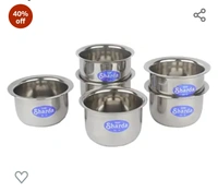 Sharda Meet Sharda Metals Set of 6 Stainless Steel Curry Soup Dessert Salad Serving Bowls Vati Katori for Kitchen & Dining