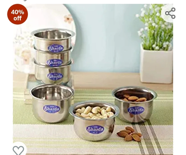 Sharda Meet Sharda Metals Set of 6 Stainless Steel Curry Soup Dessert Salad Serving Bowls Vati Katori for Kitchen & Dining