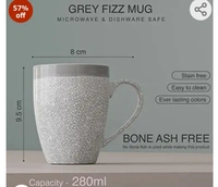 The Earth Store 'Grey Fizz' Coffee Mug Set of 6 Ceramic Mugs to Gift to Best Friend Tea Mugs Coffee Mugs Microwave Safe Coffee Mugs Ceramic Tea Cups (280 ml Each)57%off