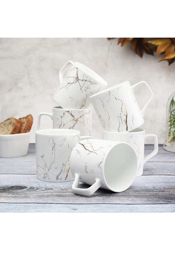 Brosil  Clay Craft Fine Ceramic Premium Gold and White Coffee/Tea Cups - 220 ml - Set of 6 -Can be Gifted on Any Festival/Occassion Like Wedding, Engagements, Birthdays, Cocktails, Housewarming27%off