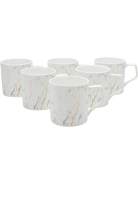 Brosil  Clay Craft Fine Ceramic Premium Gold and White Coffee/Tea Cups - 220 ml - Set of 6 -Can be Gifted on Any Festival/Occassion Like Wedding, Engagements, Birthdays, Cocktails, Housewarming27%off
