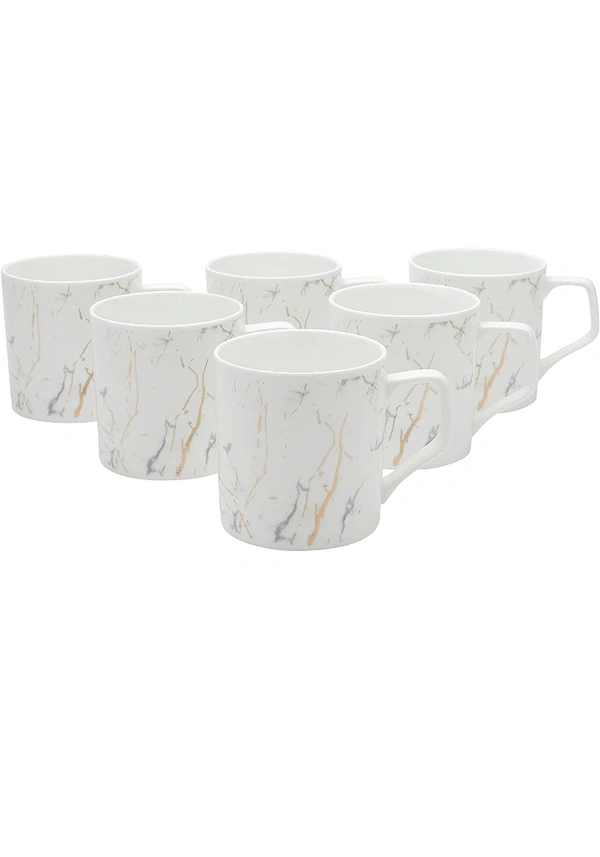Brosil  Clay Craft Fine Ceramic Premium Gold and White Coffee/Tea Cups - 220 ml - Set of 6 -Can be Gifted on Any Festival/Occassion Like Wedding, Engagements, Birthdays, Cocktails, Housewarming27%off