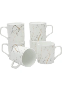Brosil  Clay Craft Fine Ceramic Premium Gold and White Coffee/Tea Cups - 220 ml - Set of 6 -Can be Gifted on Any Festival/Occassion Like Wedding, Engagements, Birthdays, Cocktails, Housewarming27%off