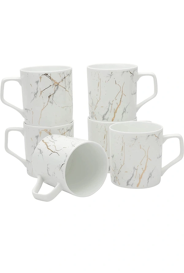 Brosil  Clay Craft Fine Ceramic Premium Gold and White Coffee/Tea Cups - 220 ml - Set of 6 -Can be Gifted on Any Festival/Occassion Like Wedding, Engagements, Birthdays, Cocktails, Housewarming27%off
