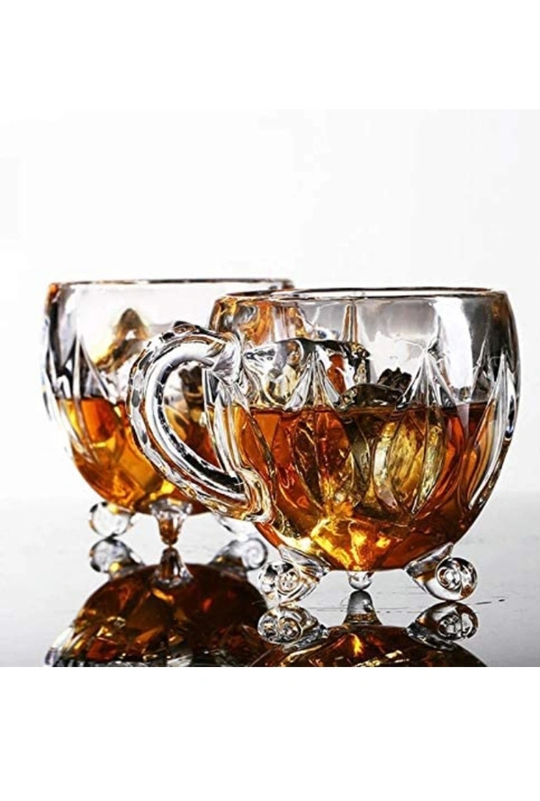 Preworld PrimeWorld Elegant Tea Coffee 230 ml Cup Set of 6 pcs , Crystal Espresso Mug, Clear Toughened Glass Mug with Handle for Cappuccino, Milk, Latte hot/Cold Drinks etc54%off