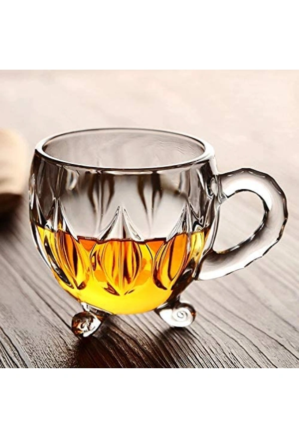 Preworld PrimeWorld Elegant Tea Coffee 230 ml Cup Set of 6 pcs , Crystal Espresso Mug, Clear Toughened Glass Mug with Handle for Cappuccino, Milk, Latte hot/Cold Drinks etc54%off