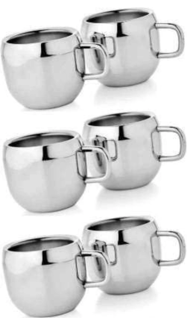 ATROCK Pack of 6 Stainless Steel Double Wall Royal Apple Tea & Coffee Cups| 100% Stainless Steel| Small Cute Cup Latest Stylish Design Cold Outside Hot Inside Apple Shape Set of 653%off
