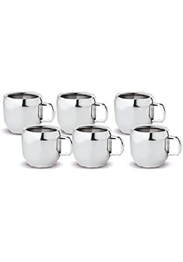 ATROCK Pack of 6 Stainless Steel Double Wall Royal Apple Tea & Coffee Cups| 100% Stainless Steel| Small Cute Cup Latest Stylish Design Cold Outside Hot Inside Apple Shape Set of 653%off
