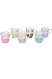 Saaikee Tea Coffee Cups for Kittchen & Dining Table Bone China Printed Multicolour Set of 6 (160 ML) (Colour May Vary)36%off