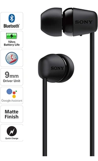 Sony WI-C200 Wireless Headphones with 15 Hrs Battery Life, Quick Charge, Magnetic Earbuds for Tangle Free Carrying, BT ver 5.0,Work from home, In-Ear Bluetooth Headset with mic for phone calls (Black)50%off