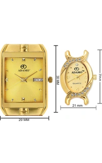 Adamo ADAMO Enchant Calendar Analogue Gold Dial Couple's Watch - 9151-2468Ym04