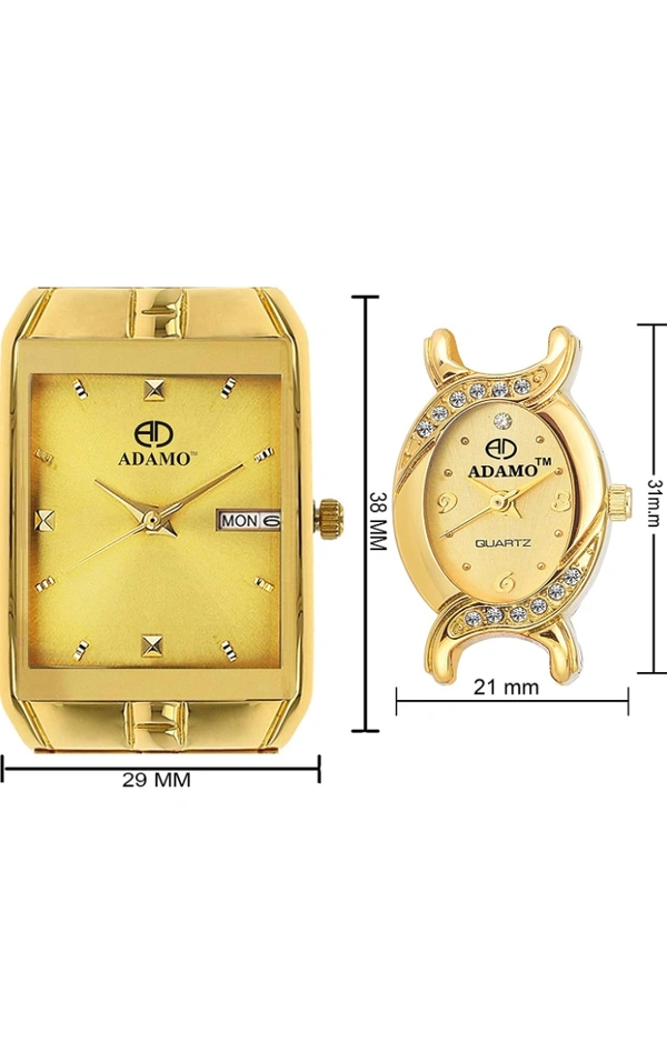 Adamo ADAMO Enchant Calendar Analogue Gold Dial Couple's Watch - 9151-2468Ym04