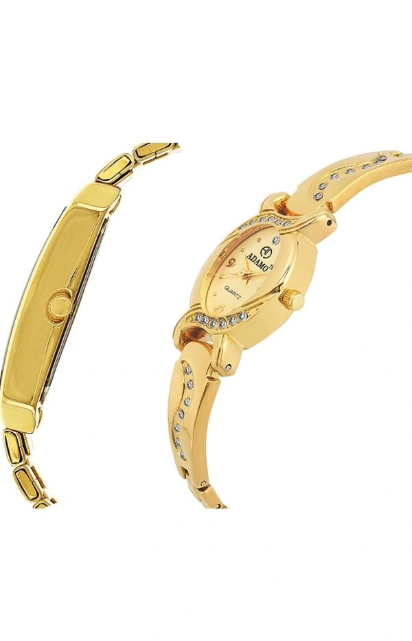 Adamo ADAMO Enchant Calendar Analogue Gold Dial Couple's Watch - 9151-2468Ym04