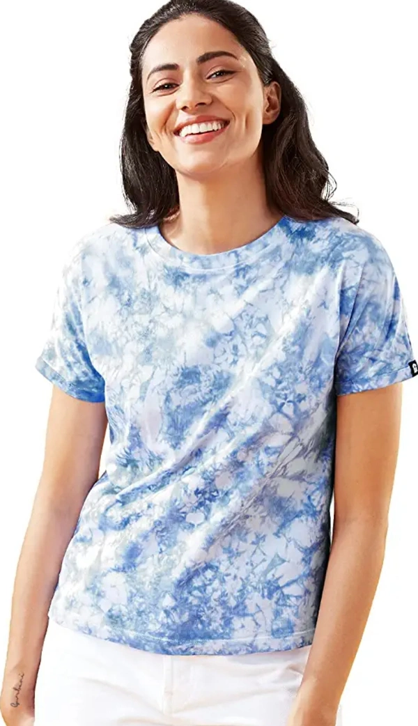 The Shouled The Souled Store Tie-Dye: Hue Away Womens and Girls Solid Cotton Dolman Sleeve T-Shirts Multi-Colored - M. L. XL. XXL