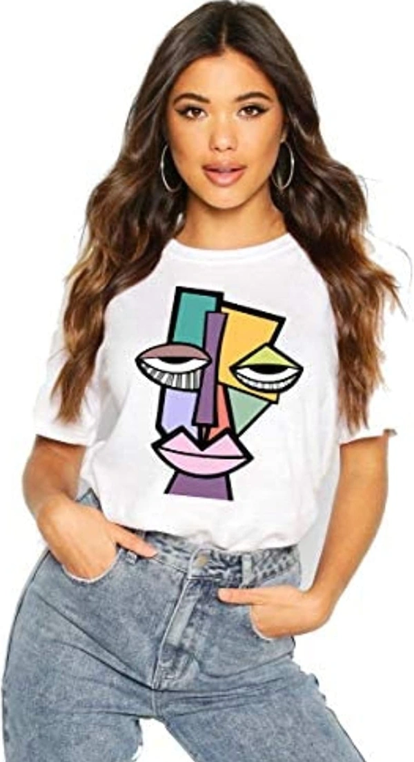 Vlam VLAM Graphic Printed FaceArt Round Neck Tshirt for Women - M. L. XL. 2XL