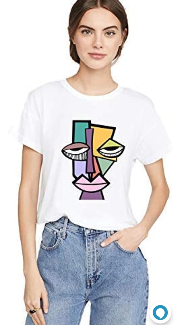 Vlam VLAM Graphic Printed FaceArt Round Neck Tshirt for Women - M. L. XL. 2XL