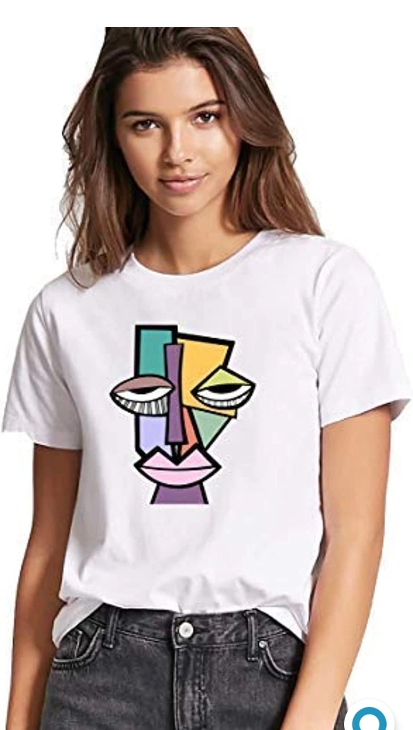 Vlam VLAM Graphic Printed FaceArt Round Neck Tshirt for Women - M. L. XL. 2XL