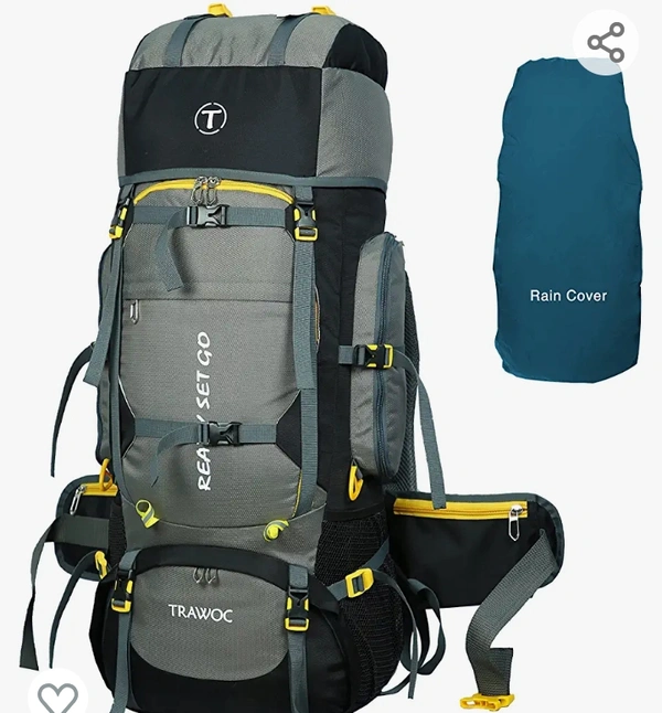 Trawco TRAWOC 80L Travel Backpack for Outdoor Sport Camp Hiking Trekking Bag Camping Rucksack HK007 (Grey) 1 Year Warranty
