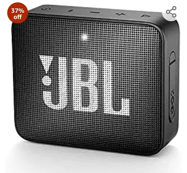 JBL Go 2, Wireless Portable Bluetooth Speaker with Mic, JBL Signature Sound, Vibrant Color Options with IPX7 Waterproof & AUX (Black)