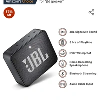 JBL Go 2, Wireless Portable Bluetooth Speaker with Mic, JBL Signature Sound, Vibrant Color Options with IPX7 Waterproof & AUX (Black)