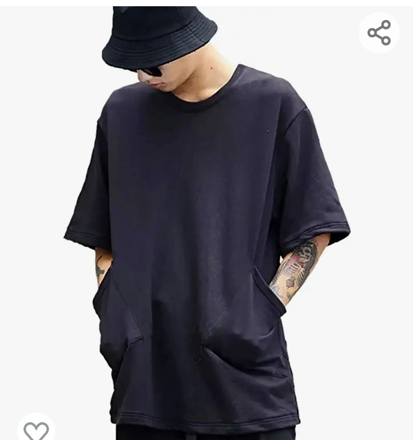 YCC YOUNGCASH Black Oversize Front Tow Pocket Hip hop Oversize t Shirts for Men Stylish