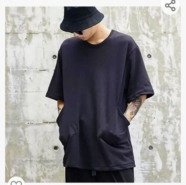 YCC YOUNGCASH Black Oversize Front Tow Pocket Hip hop Oversize t Shirts for Men Stylish