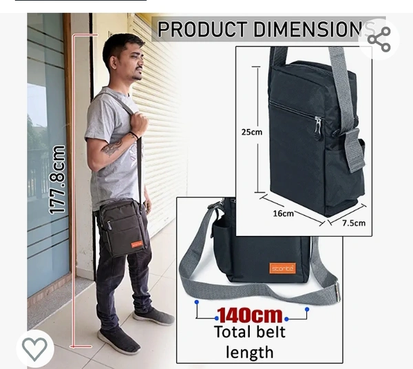 Storite Stylish Padded Small Nylon Sling Cross Body Travel Office Business Messenger Bag for Men Women (25x16x7.5cm) (Dark Grey)Amazon'sChoicefor "