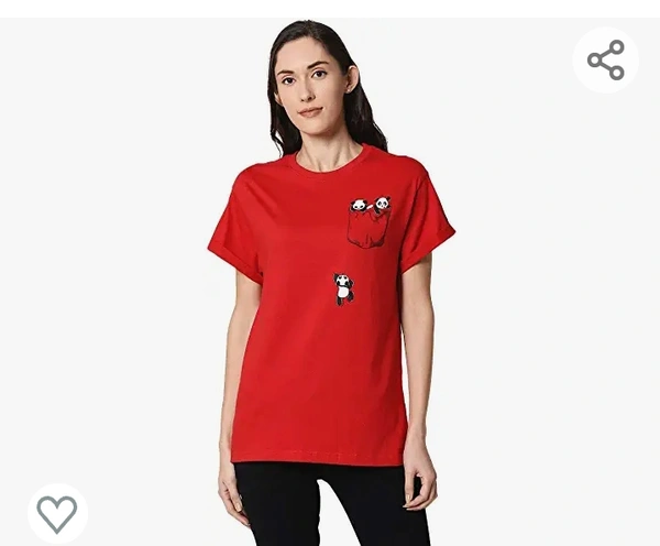 Bewakoof Women's Cotton Printed Climbing Pocket Panda Boyfriend Half Sleeve | Round Neck | Regular Fit T-Shirt/Tee - M. L. XL. XXL