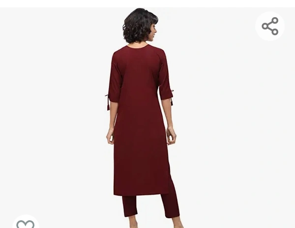 NAINVISH Women Maroon A-Line Crepe Kurti with Pant (SD092) - M. L. XL. XXL