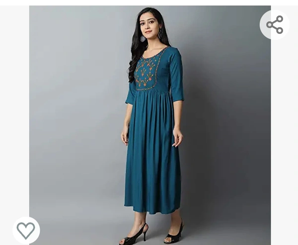 Krisaka KRISKA Women's Rayon Embroidered A-Line Kurta - M. L. XL. XXL