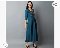 Krisaka KRISKA Women's Rayon Embroidered A-Line Kurta - M. L. XL. XXL